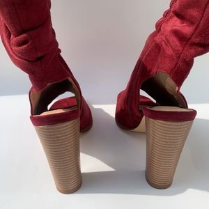 Red peep toe heels / booties